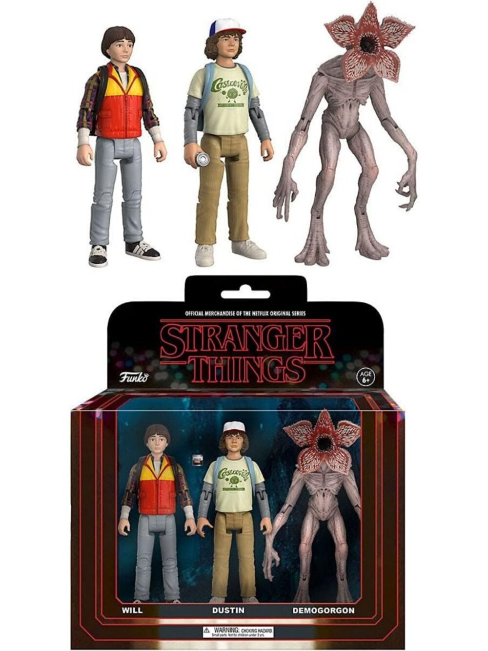 Stranger Things Funko Action Figure 3-Pack: Will, Dustin & Demogorgon